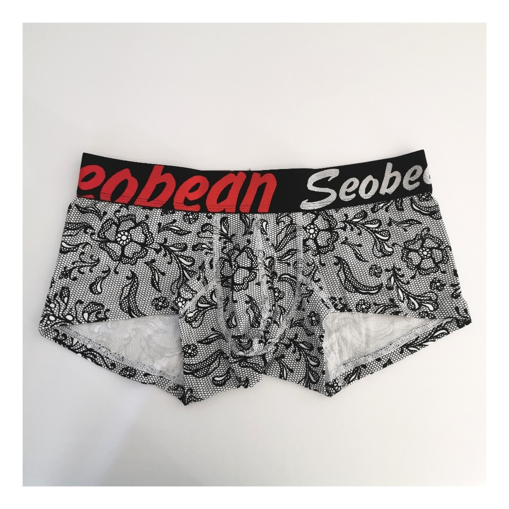 Men's Cotton/Spandex Printed Underwear Wide Band
